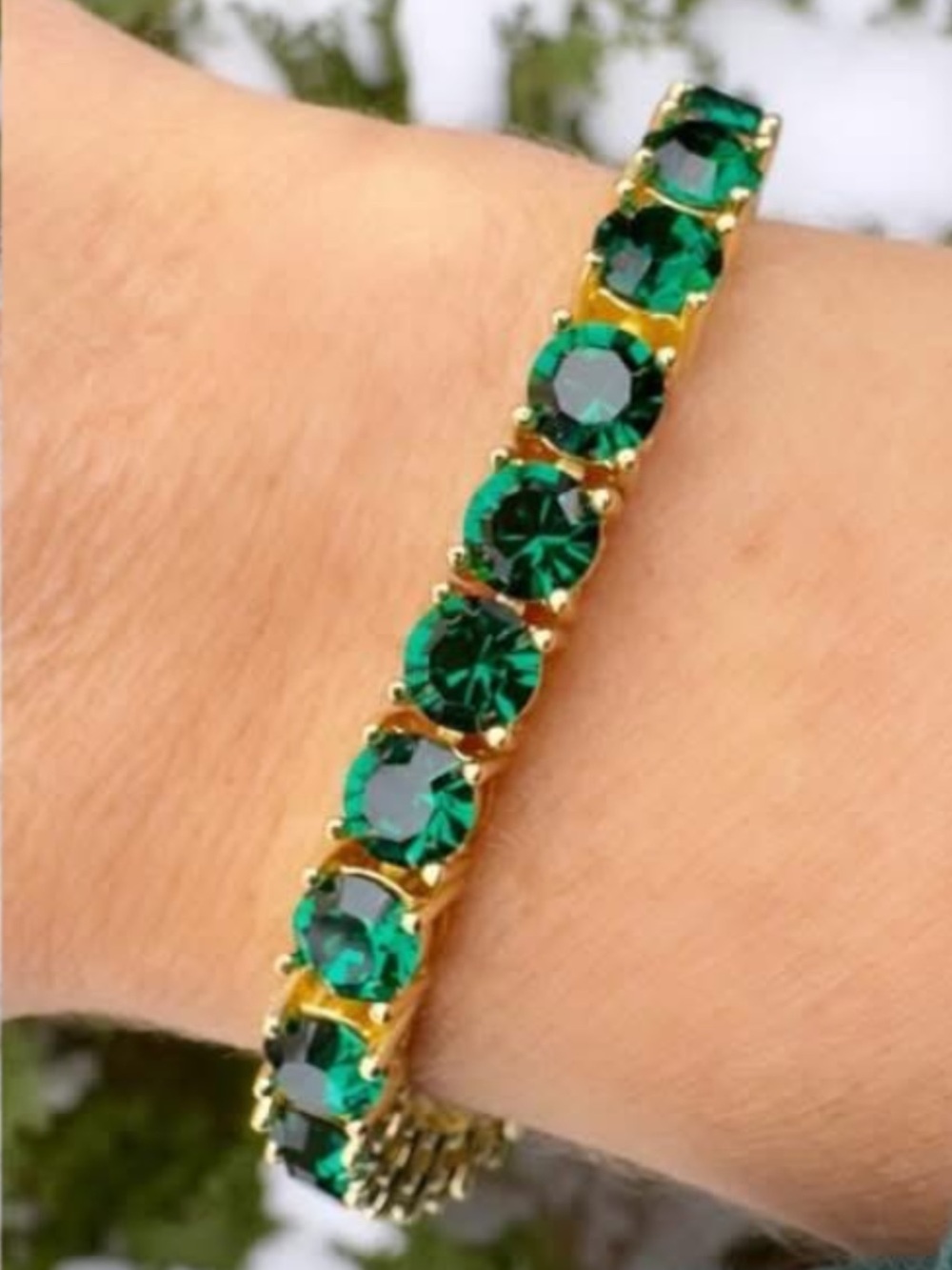 Park Lane Gold Bracelet with Emerald Green Stones mini impression